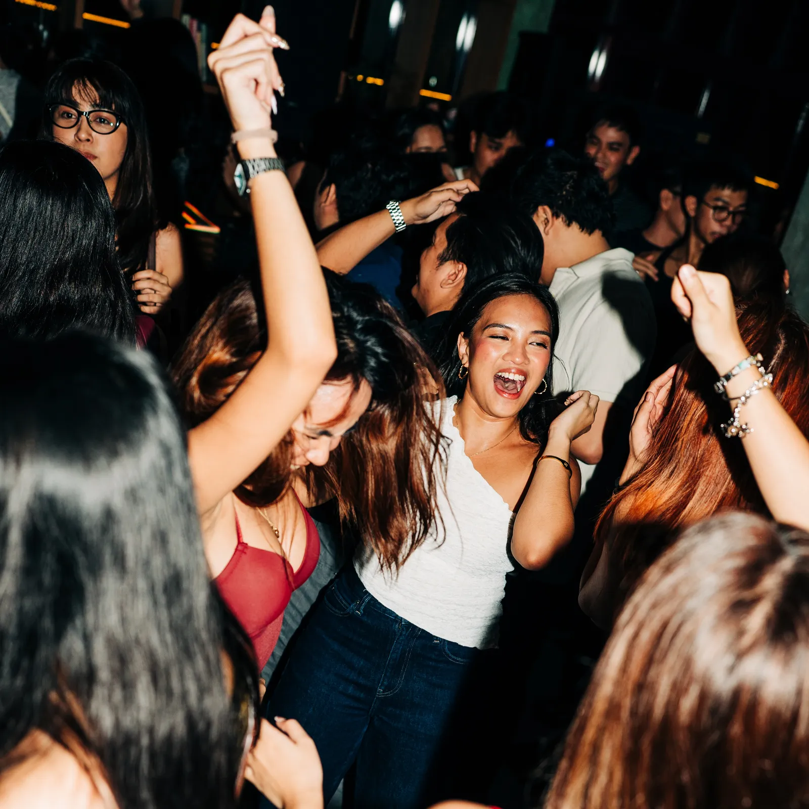 A packed dance floor at Ugly Duck after dark.